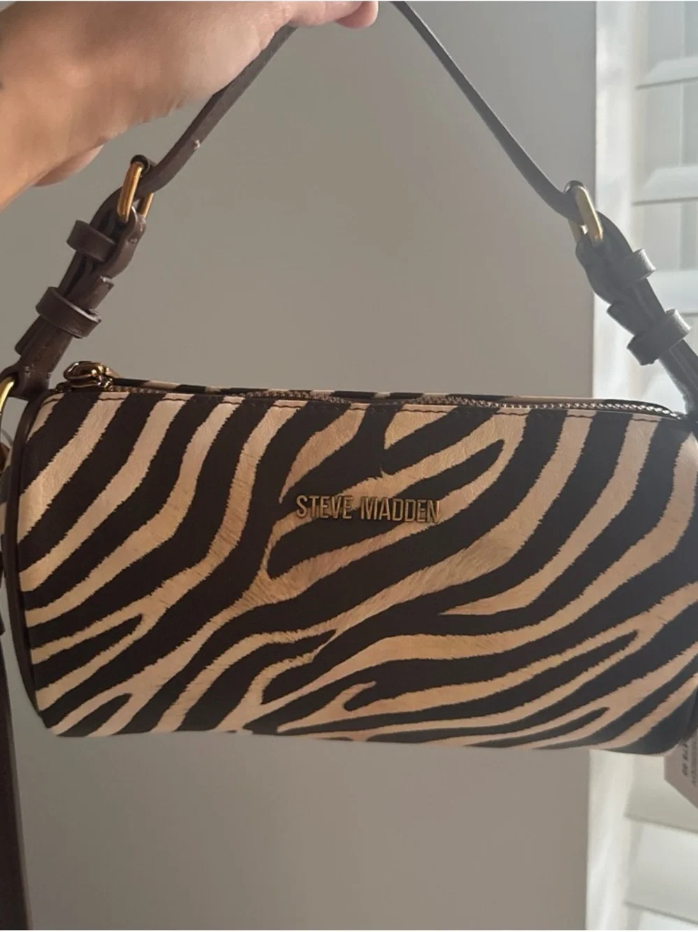 Steve Madden Zebra Print Bag Y2K Shoulder Bag Brown Animal Print Crossbody NWT